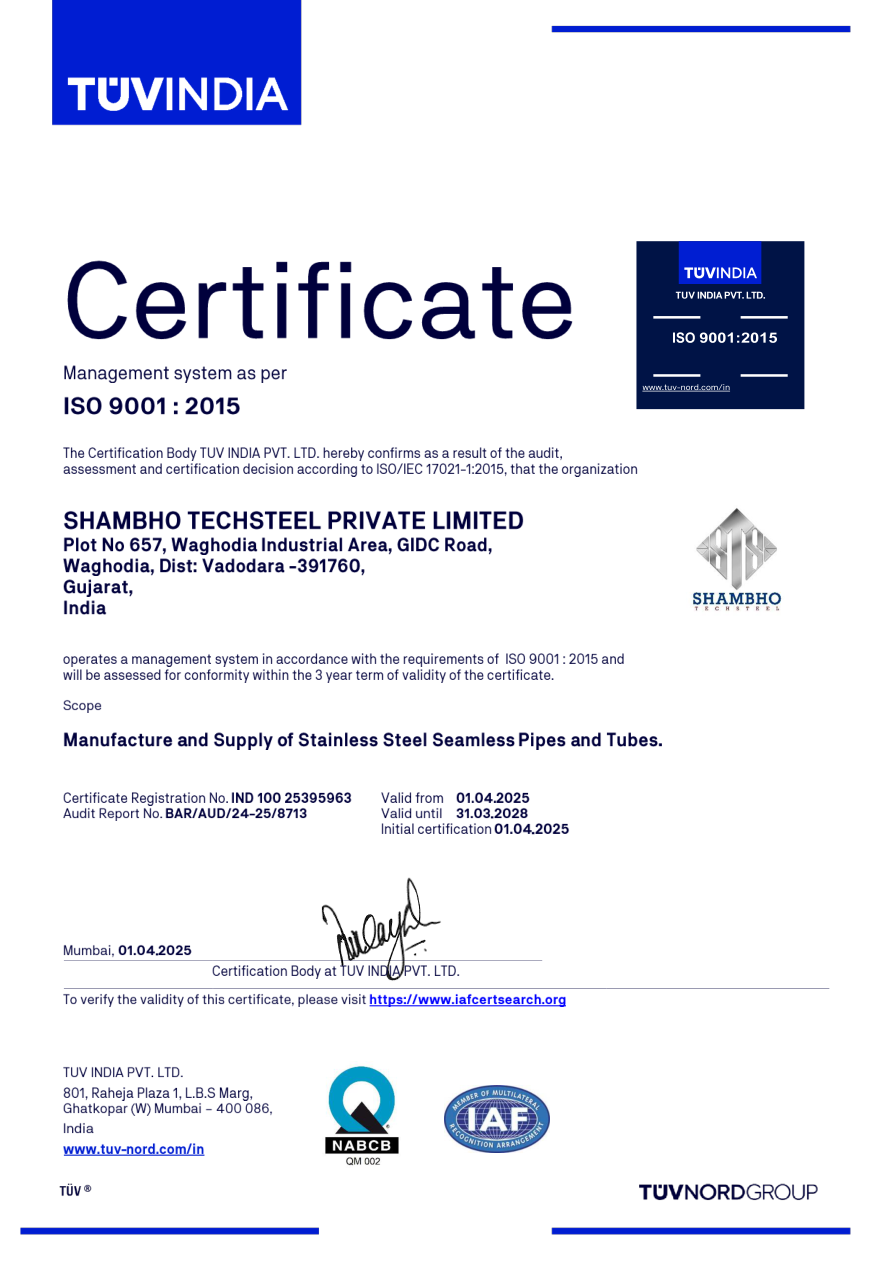 ISO 9001:2015 certificate preview