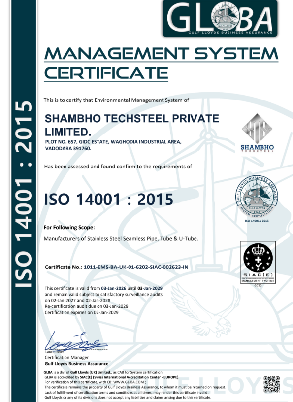 ISO 14001:2015 certificate